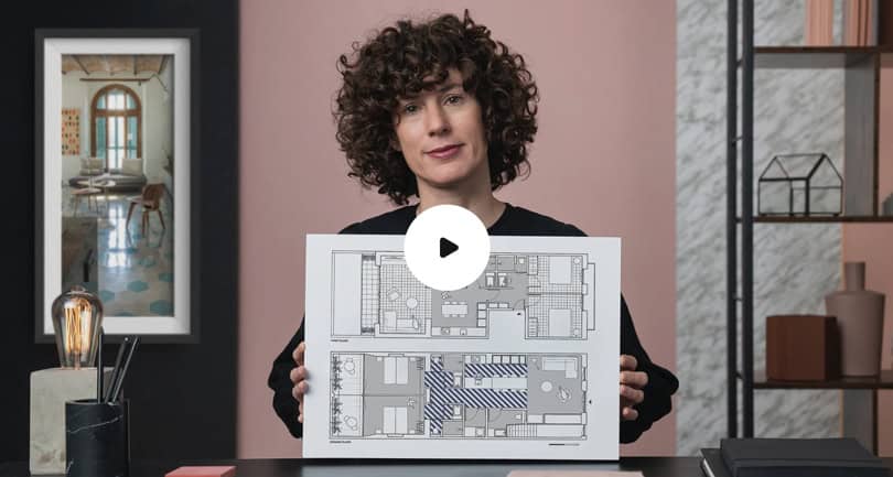 instructor showing design template - Interior Design from Start to Finish - domestika