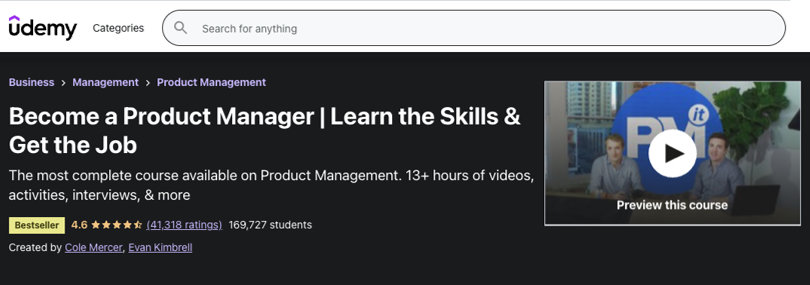 Become a Product Manager, Udemy Image of Become a Product Manager, Udemy