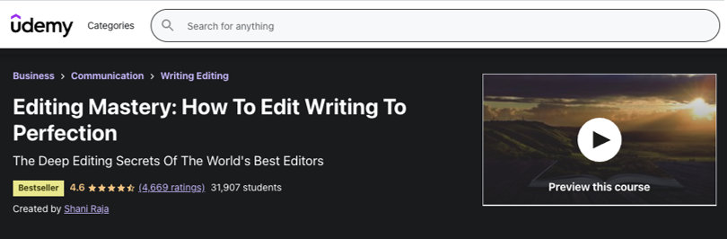 Udemy Courses - Editing Mastery, Writing to Perfection Image of Editing Mastery, Writing to Perfection, Udemy